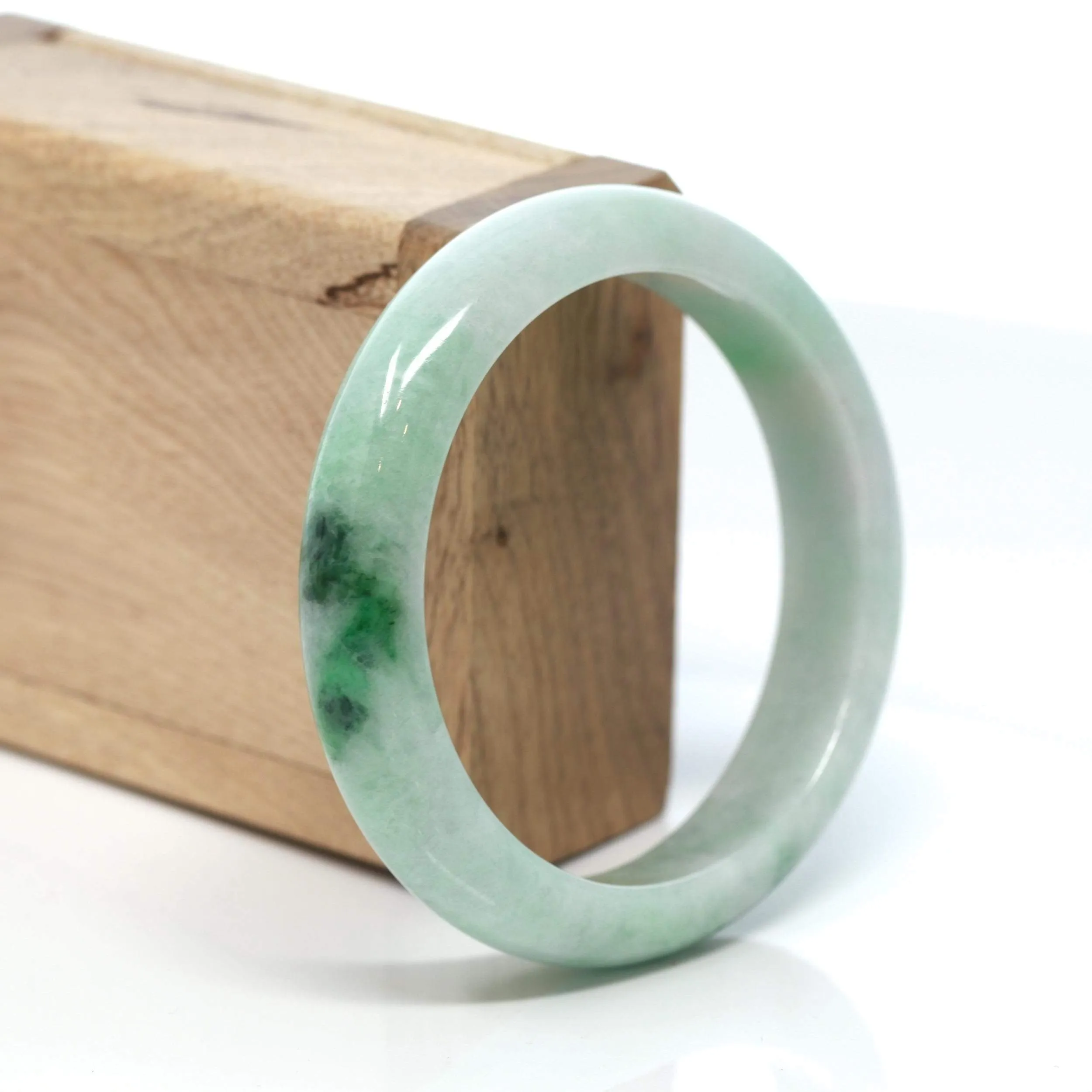 RealJade® "Classic Bangle" Genuine Burmese Green Jadeite Jade Bangle Bracelet (58.2 mm) #167