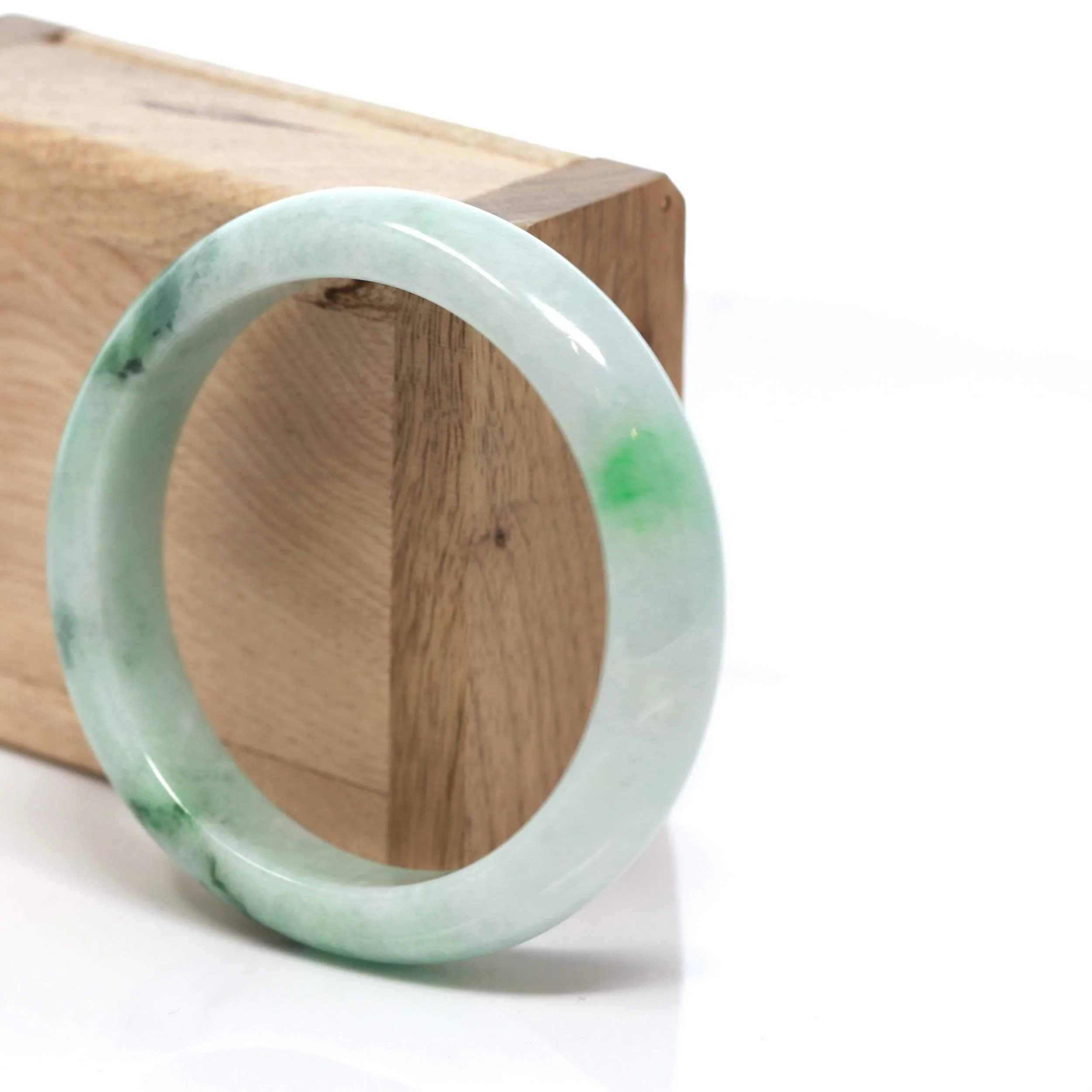 RealJade® "Classic Bangle" Genuine Burmese Green Jadeite Jade Bangle Bracelet (58.2 mm) #167