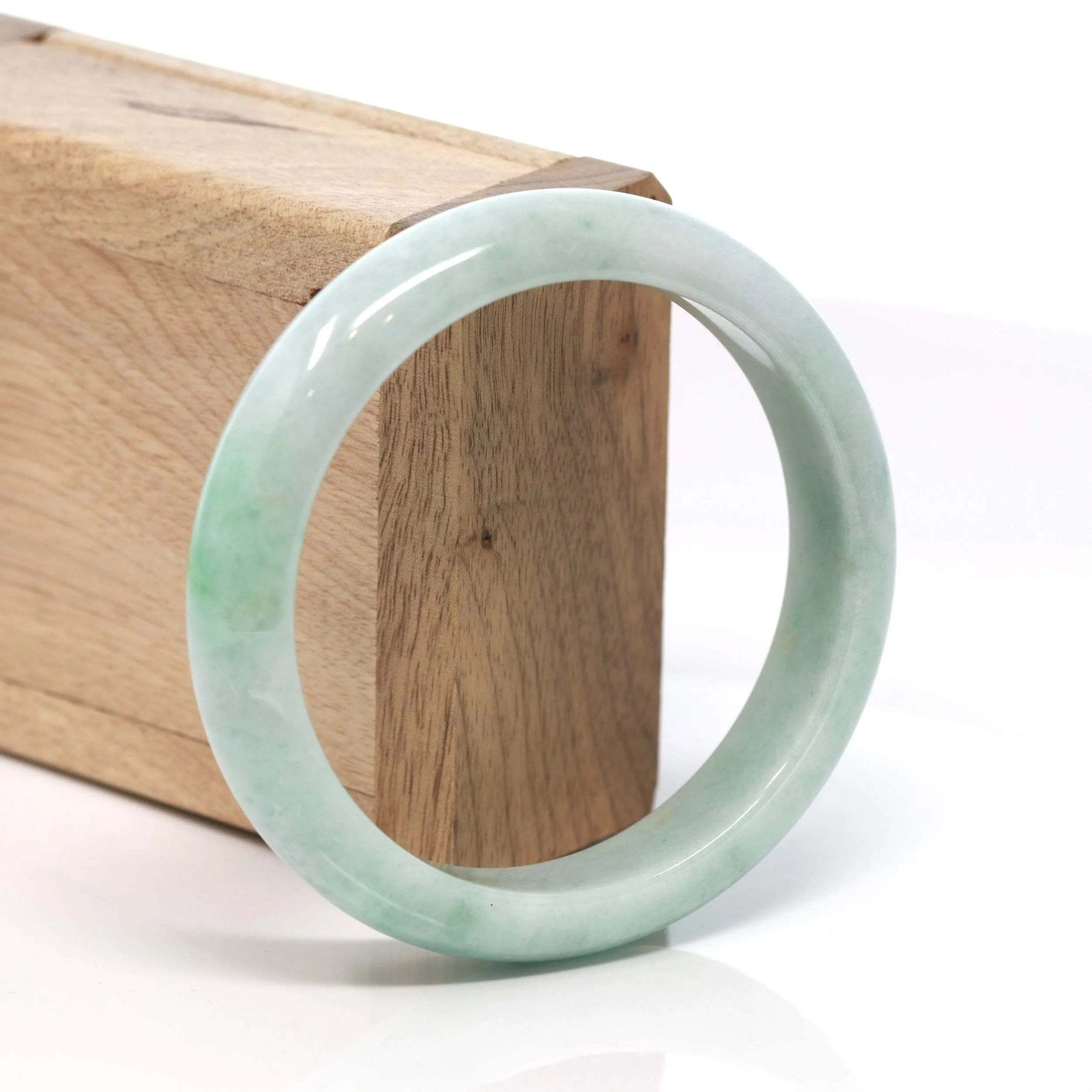 RealJade® "Classic Bangle" Genuine Burmese Green Jadeite Jade Bangle Bracelet (59.0 mm) #173