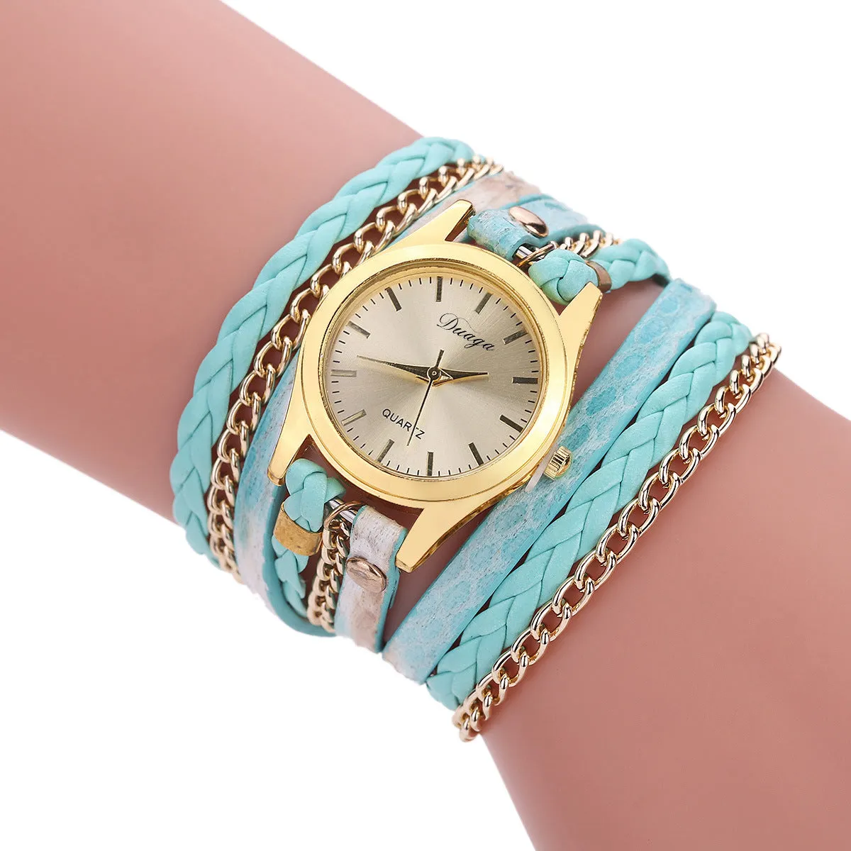 Retro Style Women's Winding Bracelet Watch Woven Serpentine British Watch