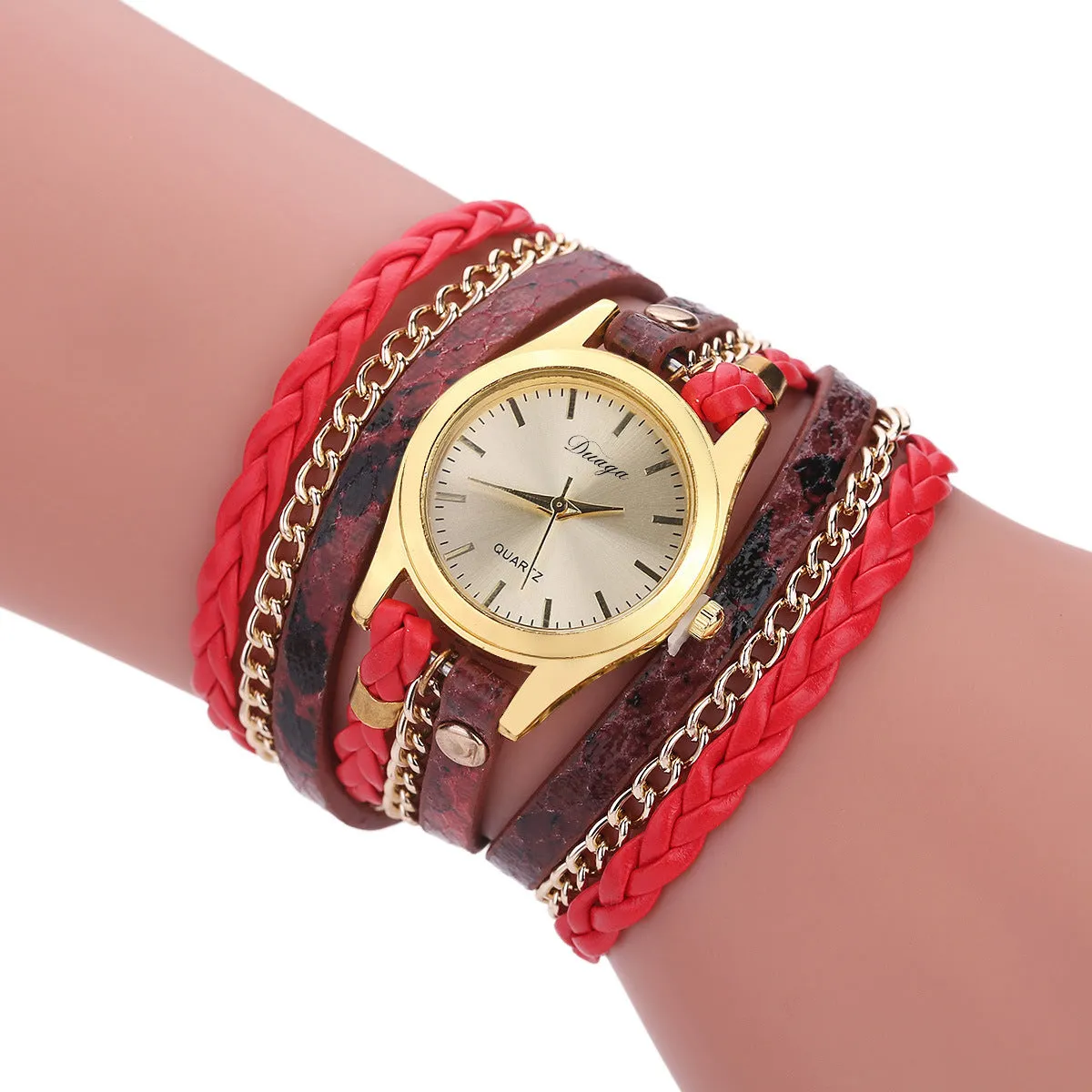 Retro Style Women's Winding Bracelet Watch Woven Serpentine British Watch