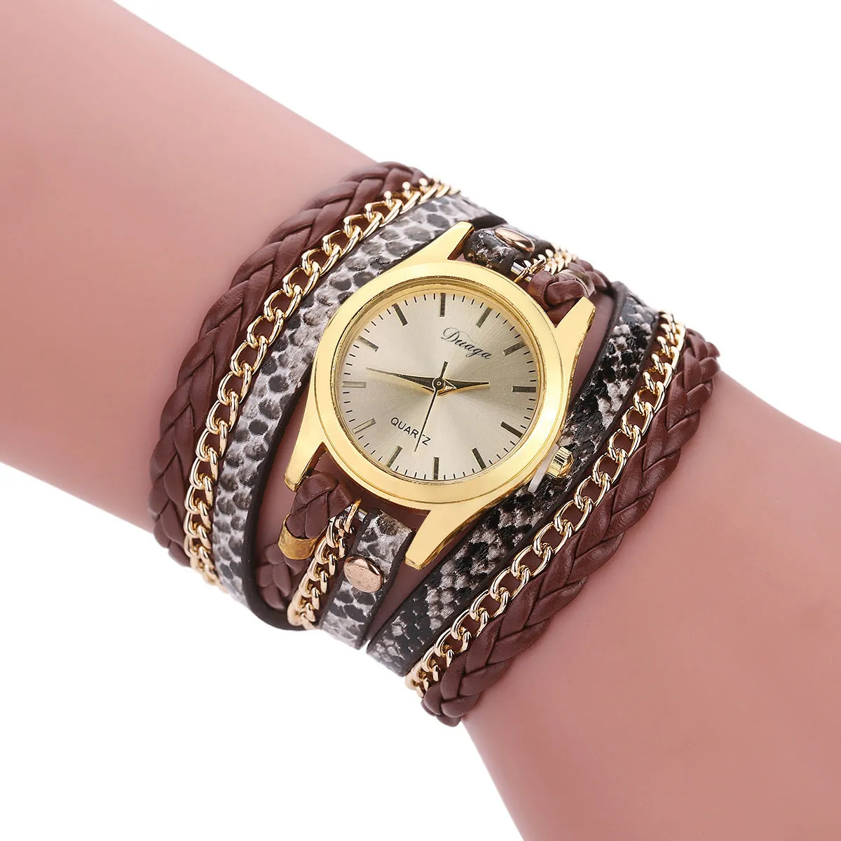 Retro Style Women's Winding Bracelet Watch Woven Serpentine British Watch