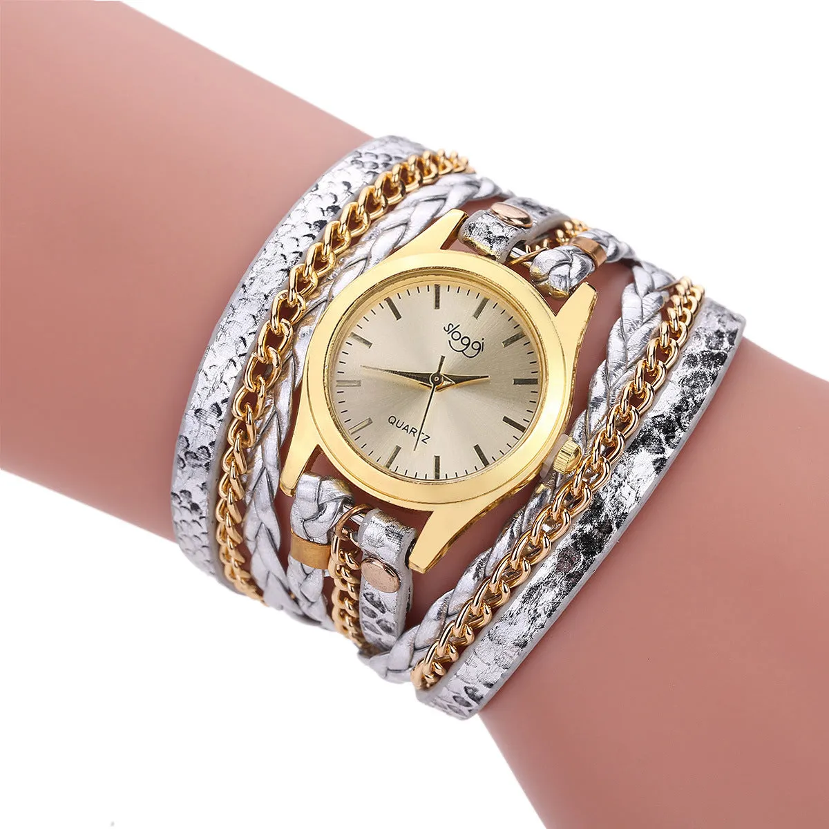 Retro Style Women's Winding Bracelet Watch Woven Serpentine British Watch