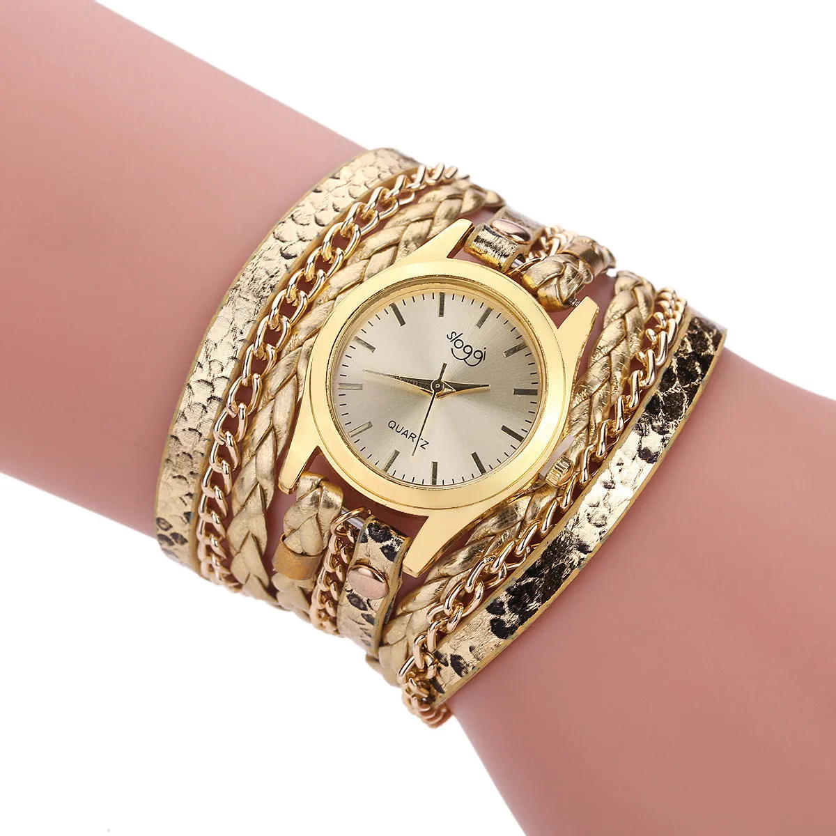 Retro Style Women's Winding Bracelet Watch Woven Serpentine British Watch