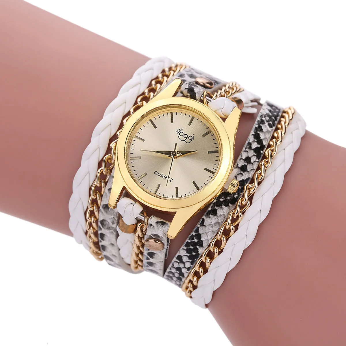 Retro Style Women's Winding Bracelet Watch Woven Serpentine British Watch