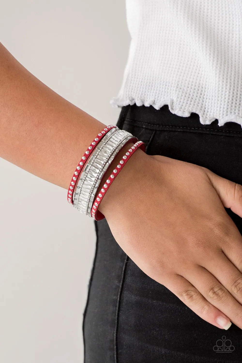 Rock Star Rocker - Red Bracelet - Paparazzi Accessories