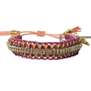 Rose Gonzales "Vanessa" Boheme Collection Woven Bracelet in Burgundy & Peach