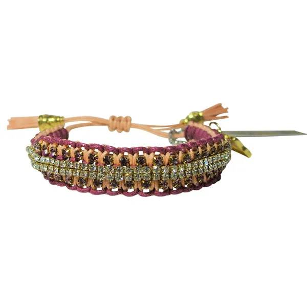 Rose Gonzales "Vanessa" Boheme Collection Woven Bracelet in Burgundy & Peach