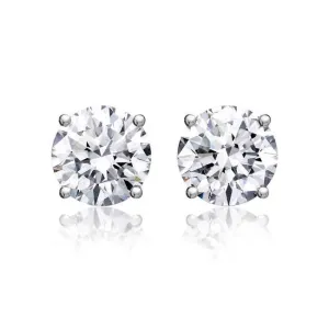 Round Solitaire Diamond Studs (4.37 ct Round FG SI EGLUSA Diamonds) in White Gold