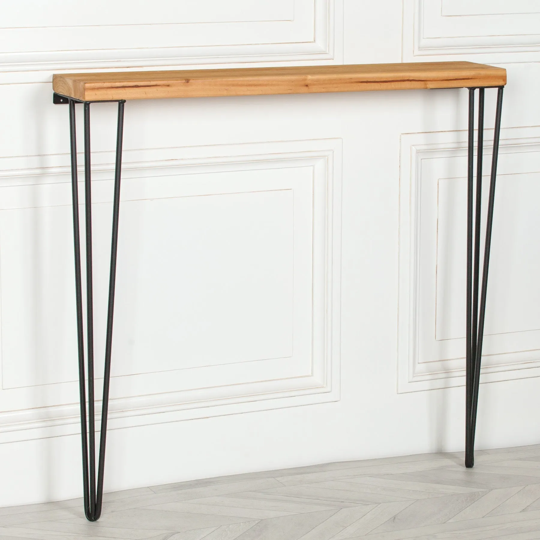 Rustic Wooden Hairpin Hall Console Table - 92cm