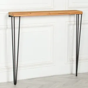 Rustic Wooden Hairpin Hall Console Table - 92cm