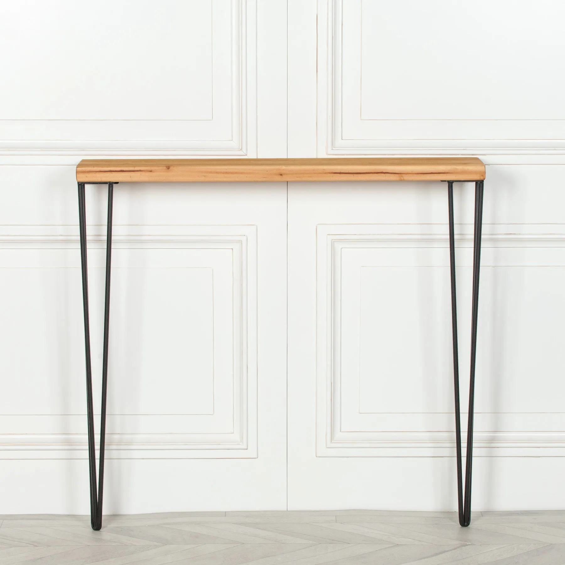 Rustic Wooden Hairpin Hall Console Table - 92cm