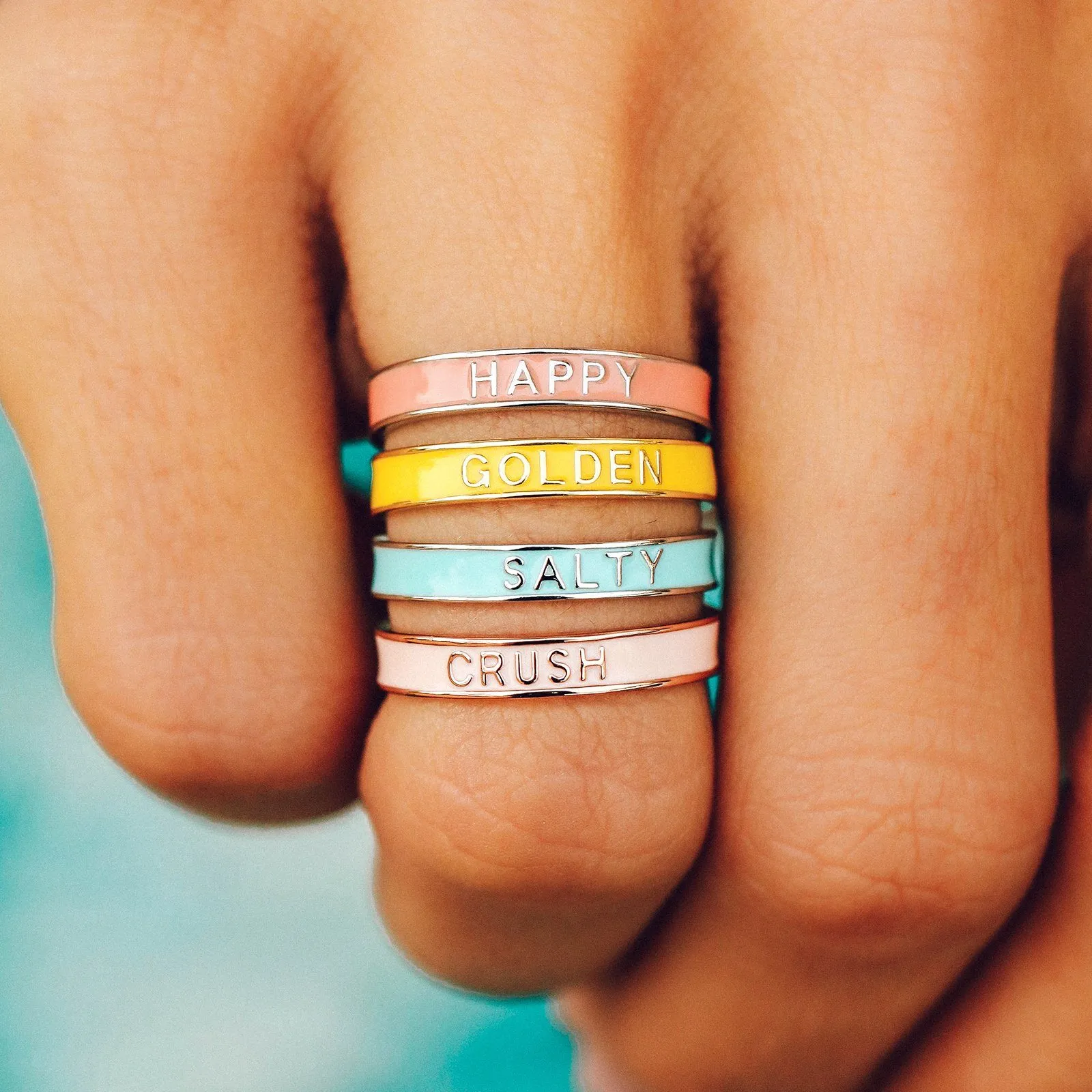 Salty Enamel Word Ring