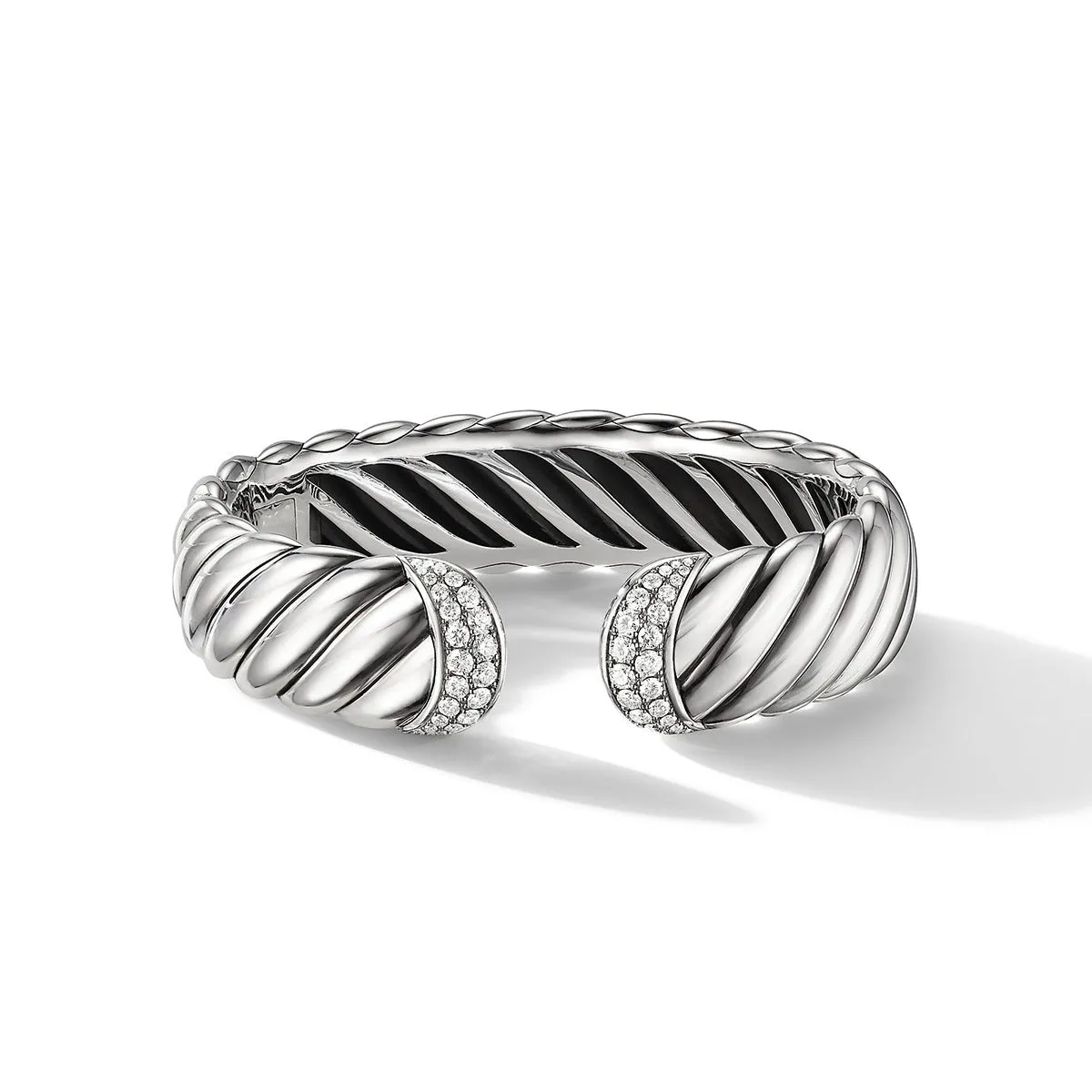 Sculpted Cable Cuff Bracelet with Pave Diamonds