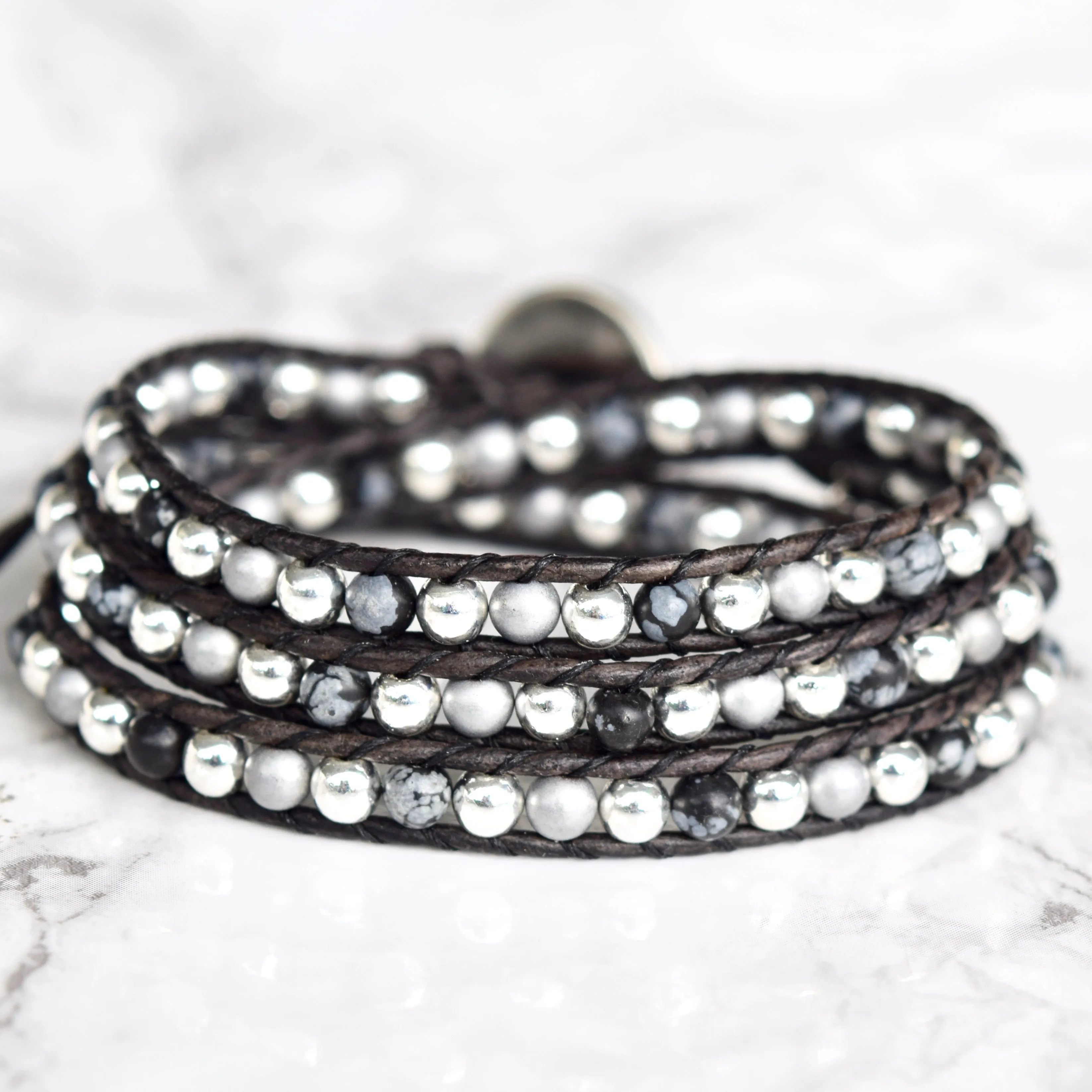 Silver Mixed Wrap Bracelet