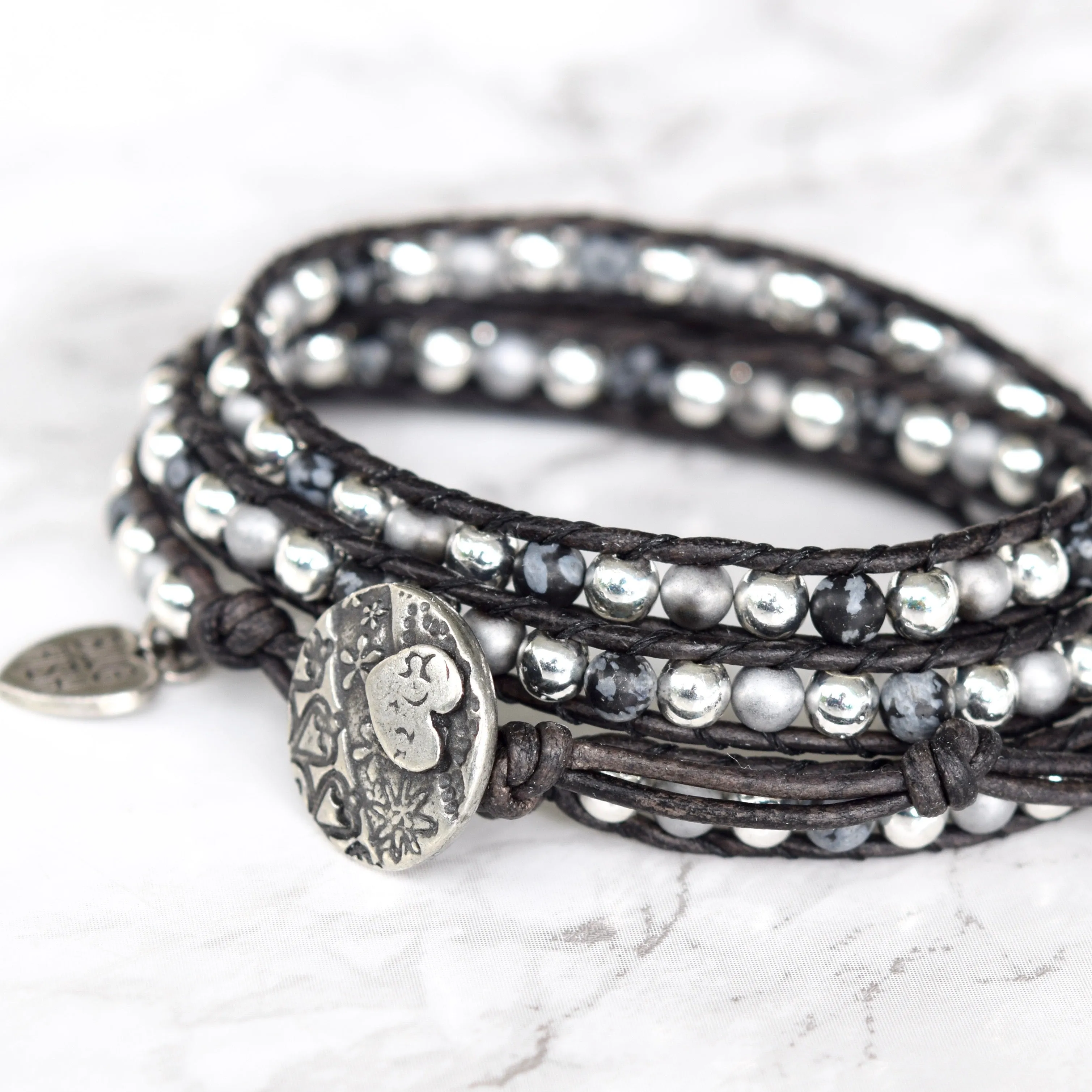 Silver Mixed Wrap Bracelet