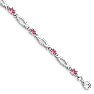 Silver Tourmaline Gemstone Diamond Bracelet