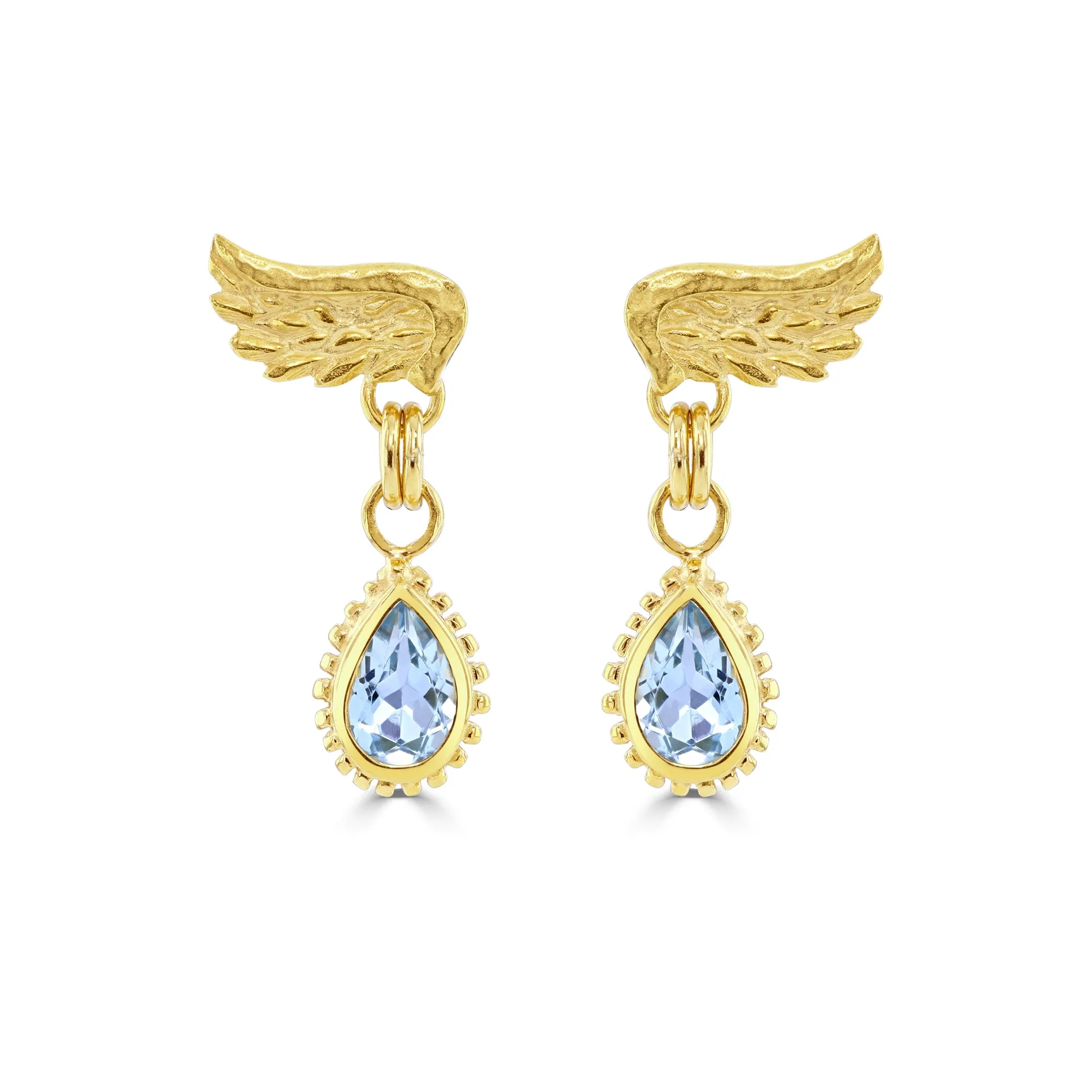 Sky Blue Topaz Venetian Wing Earrings