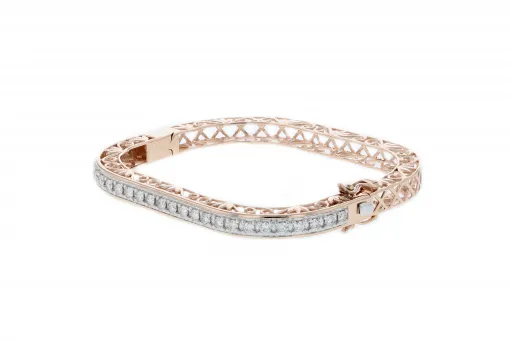 Solid 14K rose gold bracelet with 2.00ct. diamonds