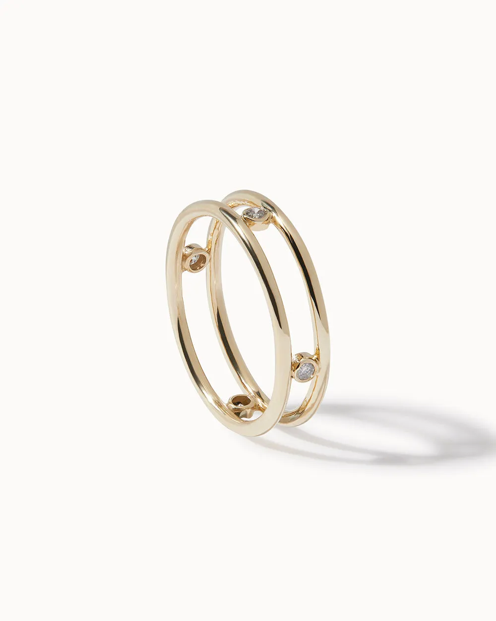 Solid Gold Double Band Diamond Ring