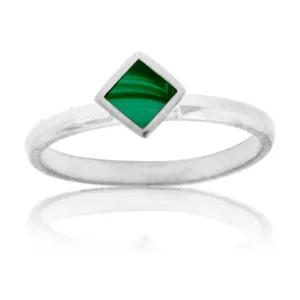 Square On Point Malachite Inlay Ring