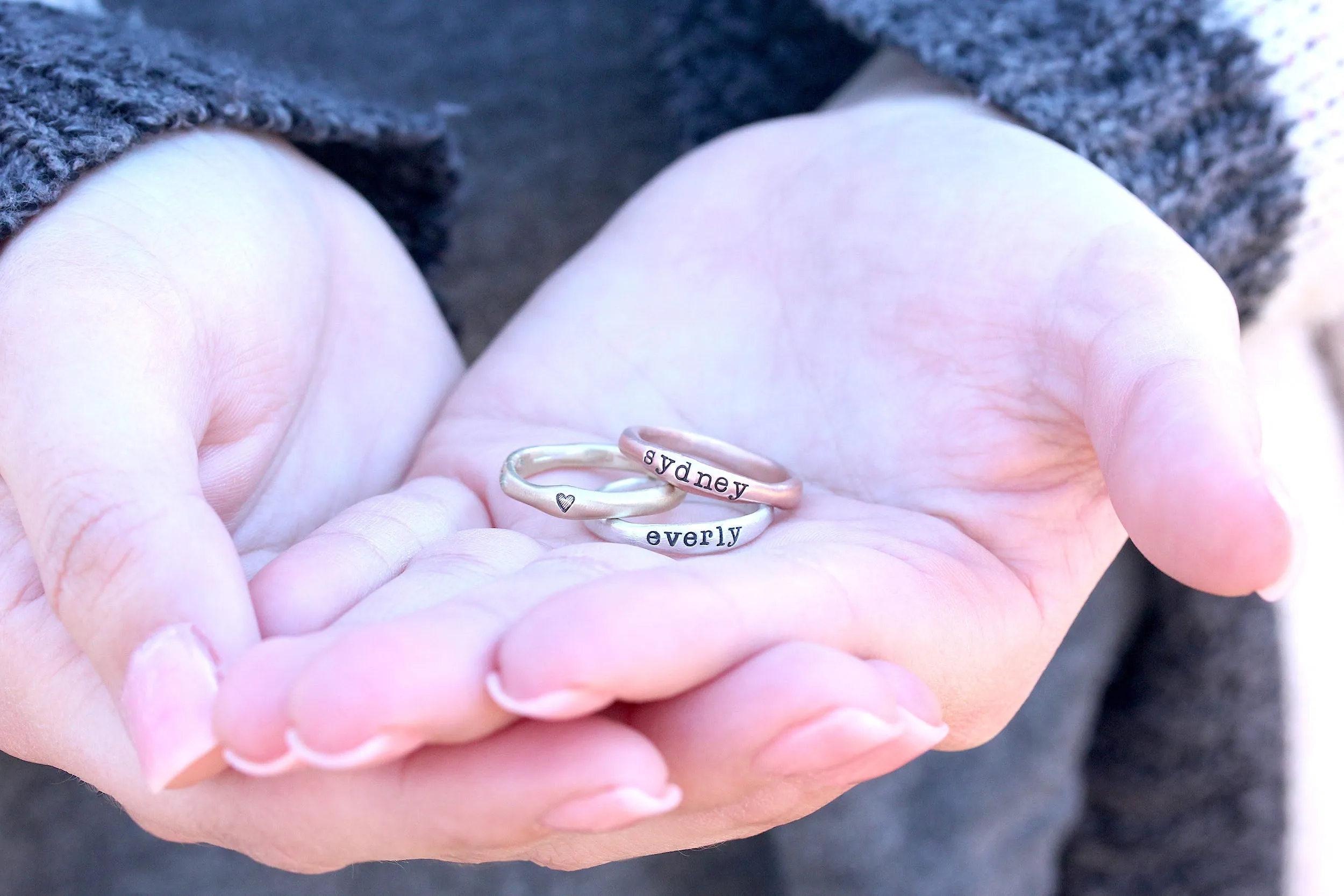 stackable name rings {10K rose gold}