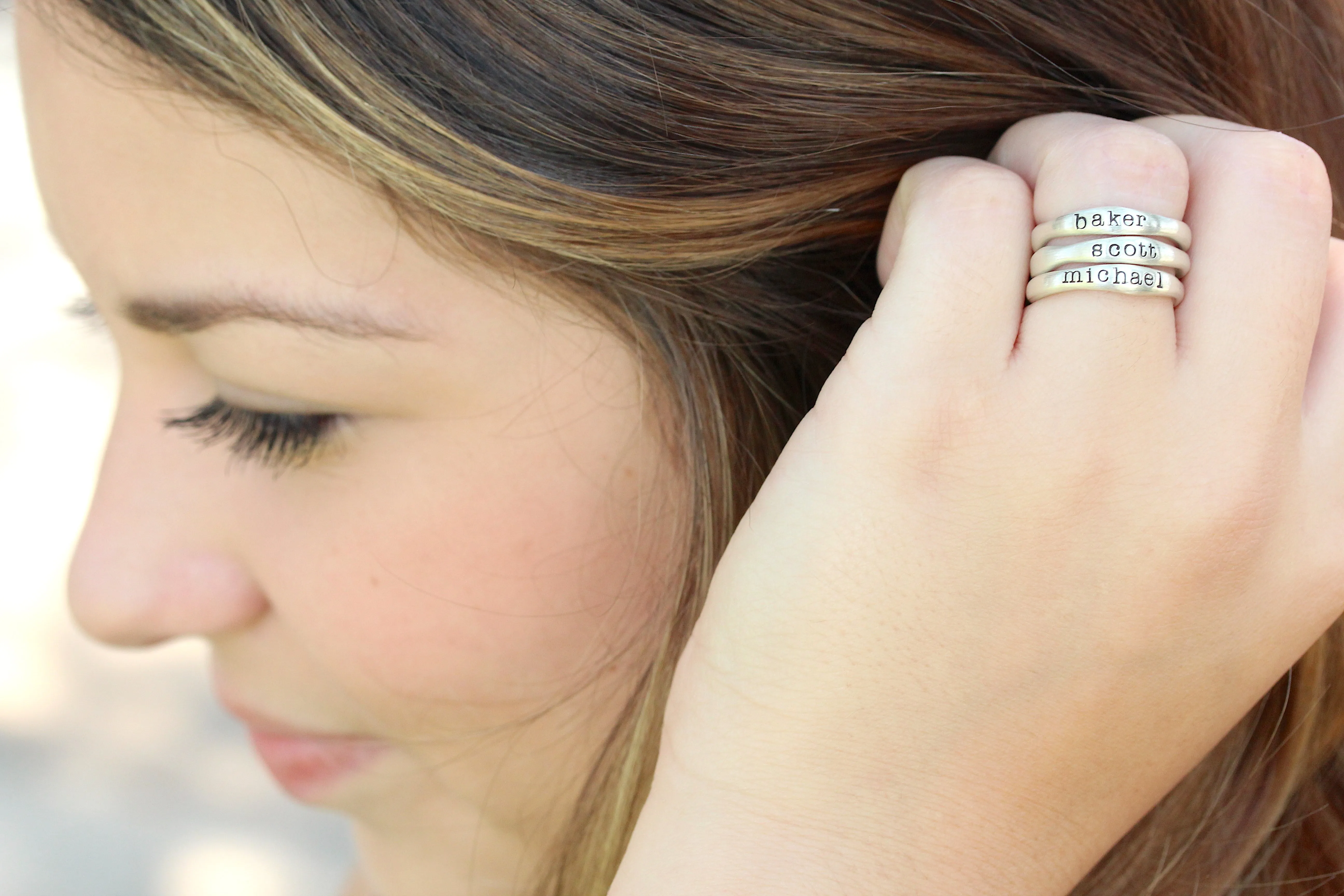 stackable name rings {10K rose gold}