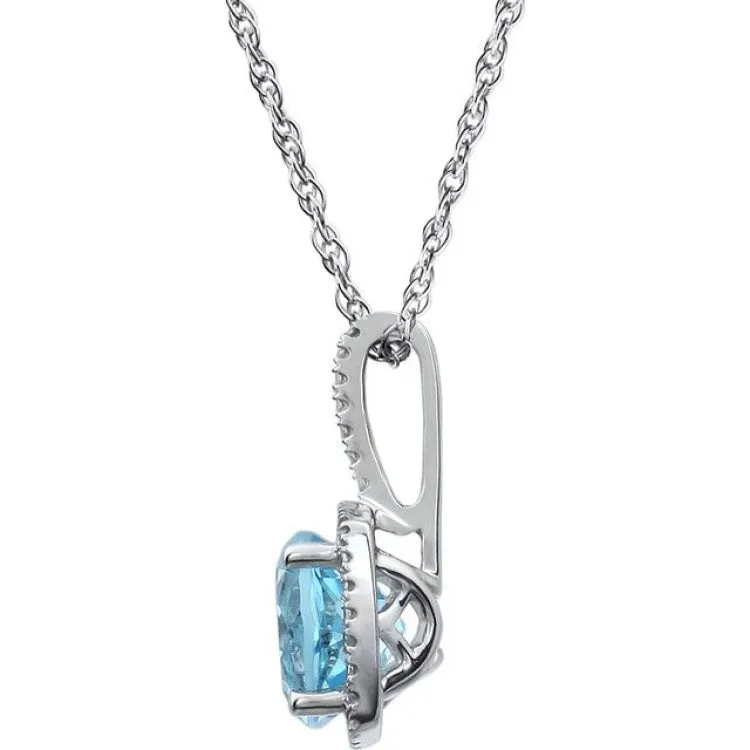 Sterling Silver 7 mm Natural Sky Blue Topaz & .015 CTW Natural Diamond 18" Necklace