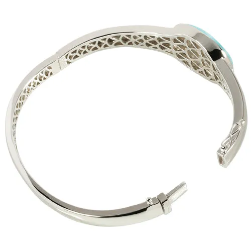 Sterling Silver Oval Larimar Bangle Bracelet