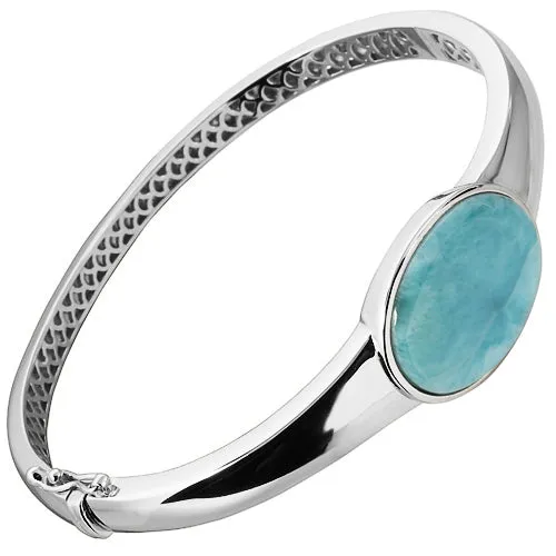 Sterling Silver Oval Larimar Bangle Bracelet