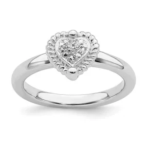 Sterling Silver Stackable Expressions Heart Diamond Ring