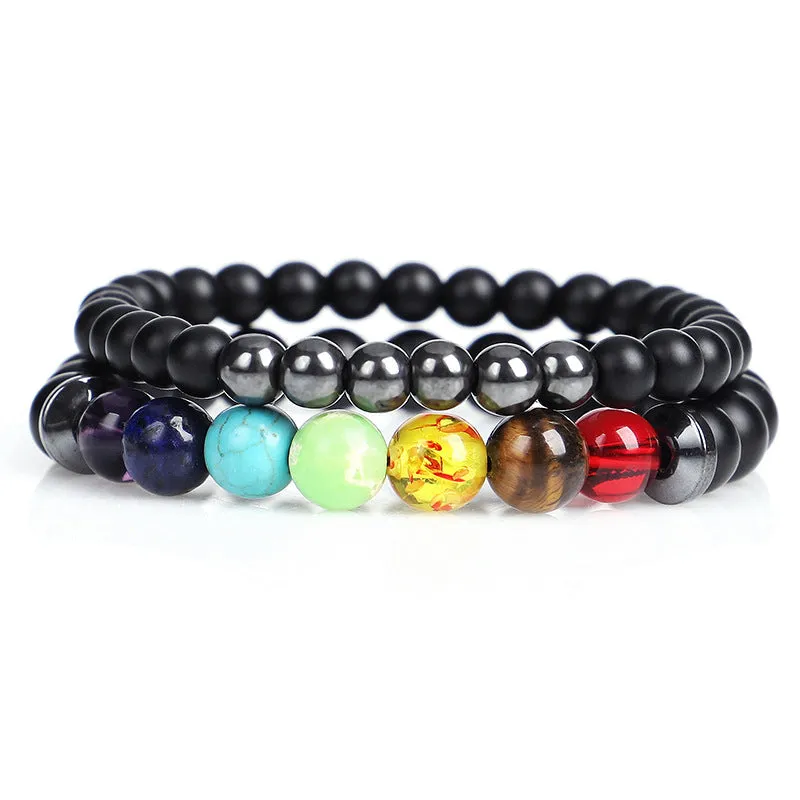 Stone Bracelet Synthetic Amethyst Tiger Eye Yoga