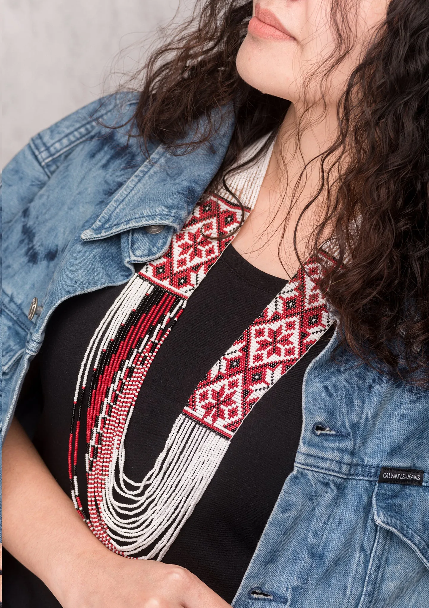 Stylish White Maroon Glass Seed Beads Layered Necklace