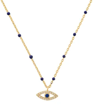 TAI Enamel Navy Beaded Evil Eye Necklace