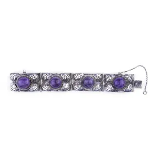 TAXCO 40s Amethyst & 980 Silver Bracelet from Mexico