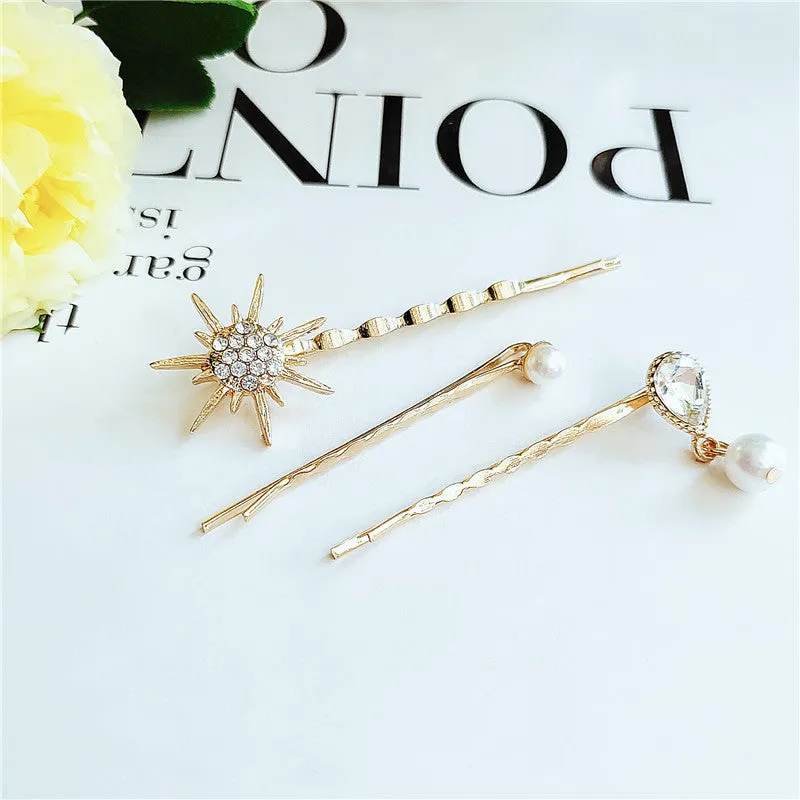 Three-piece hair clip combination