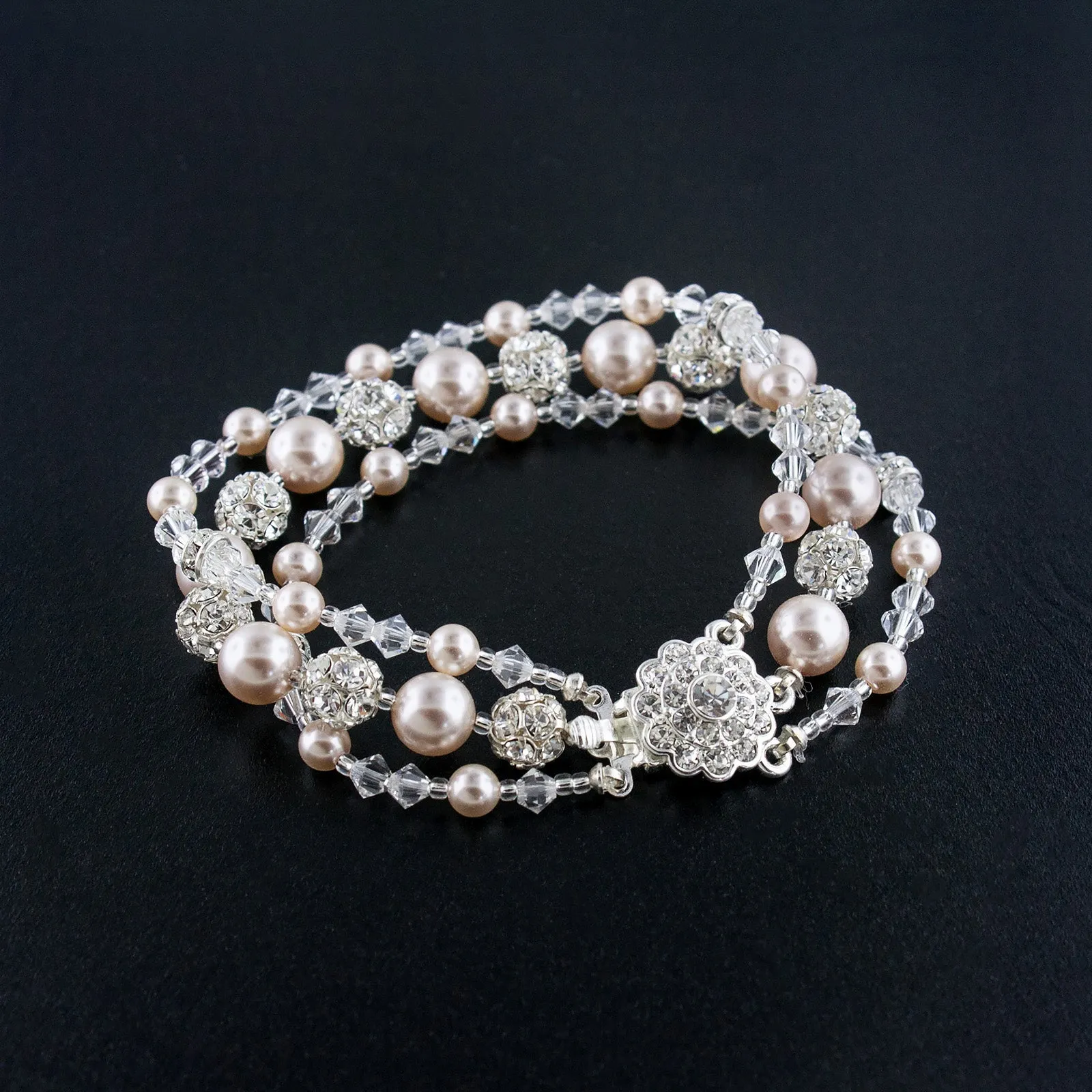 Three Row Beaded Wedding Bracelet