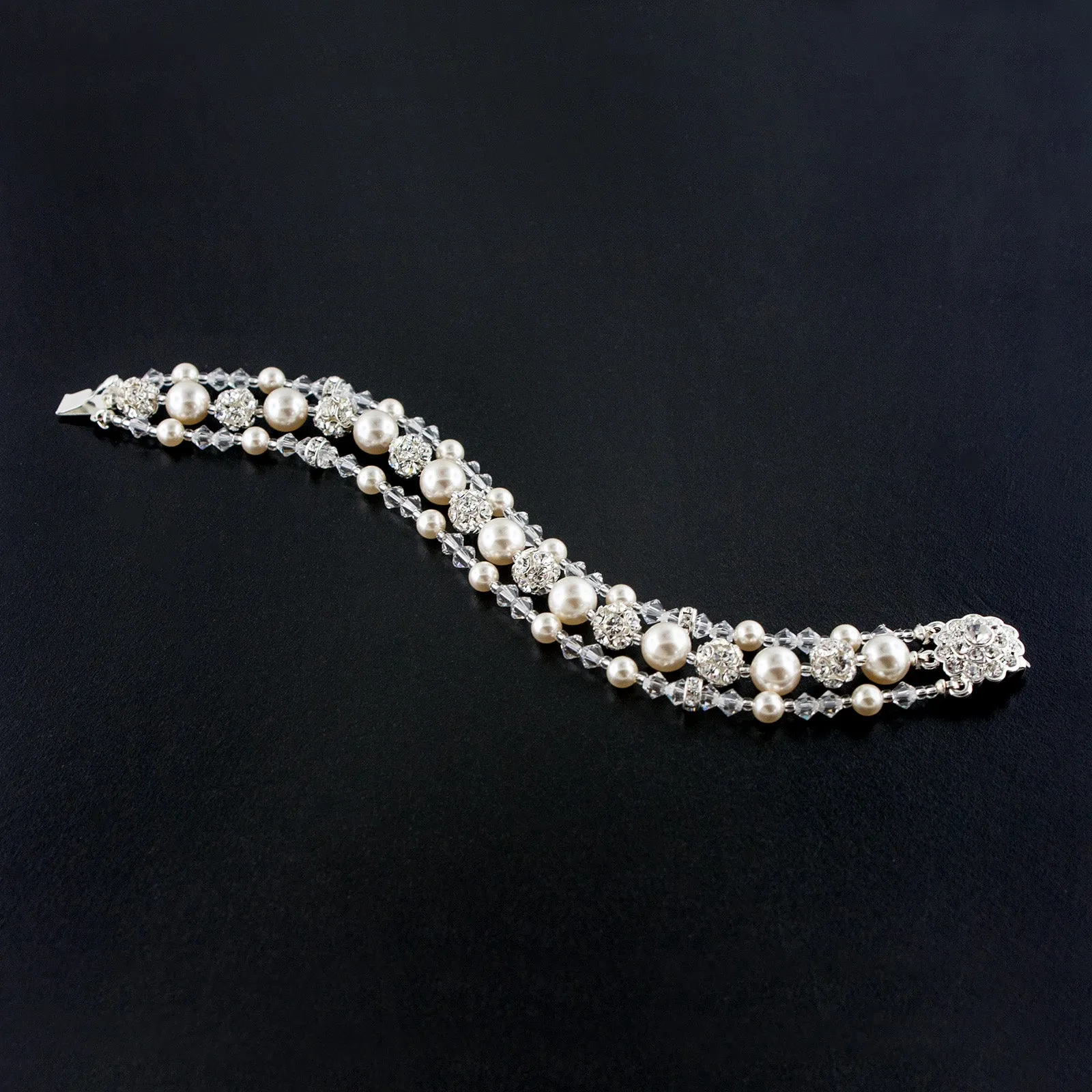 Three Row Beaded Wedding Bracelet