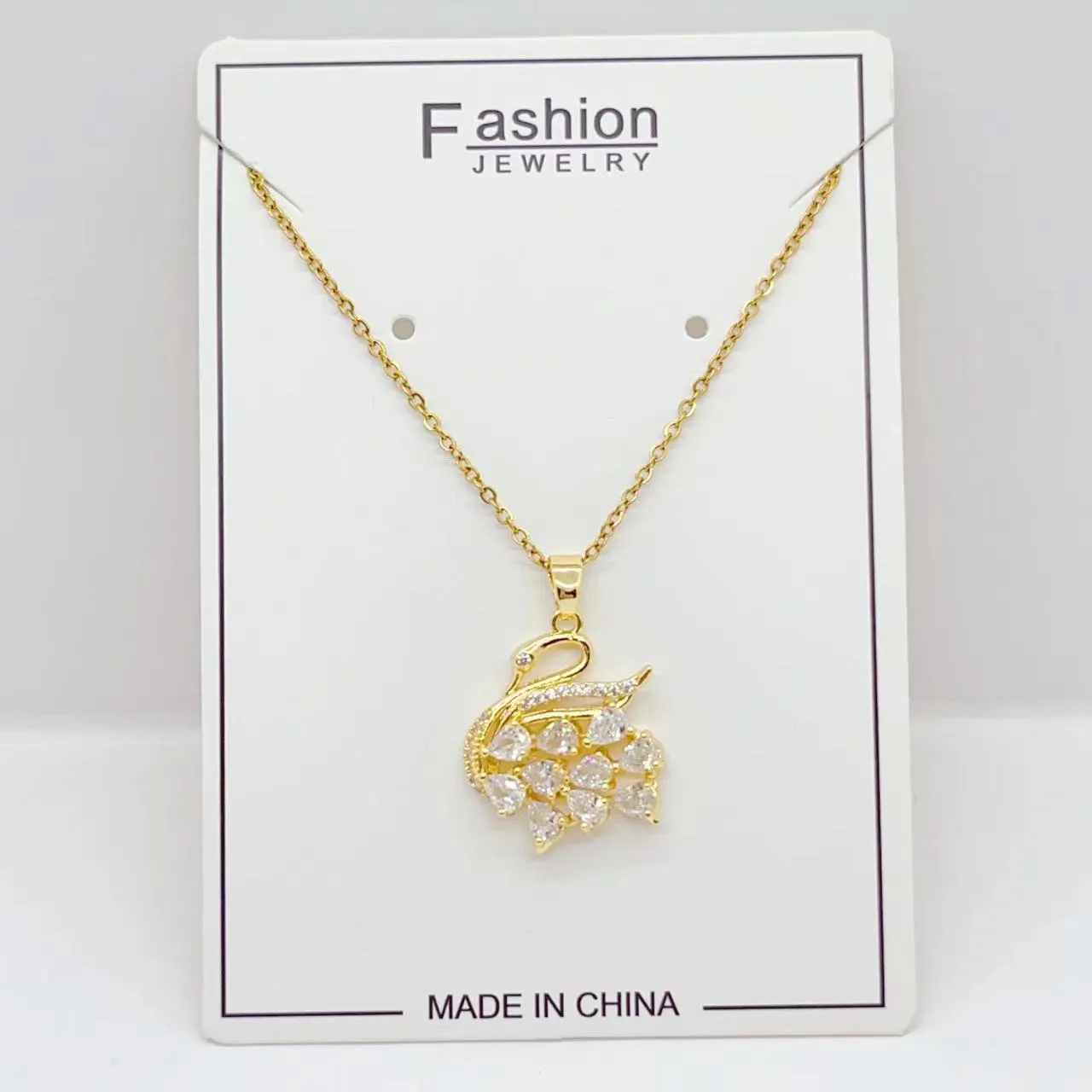 Titanium Steel Micro-inlaid Zirconium Shiny Swan Necklace