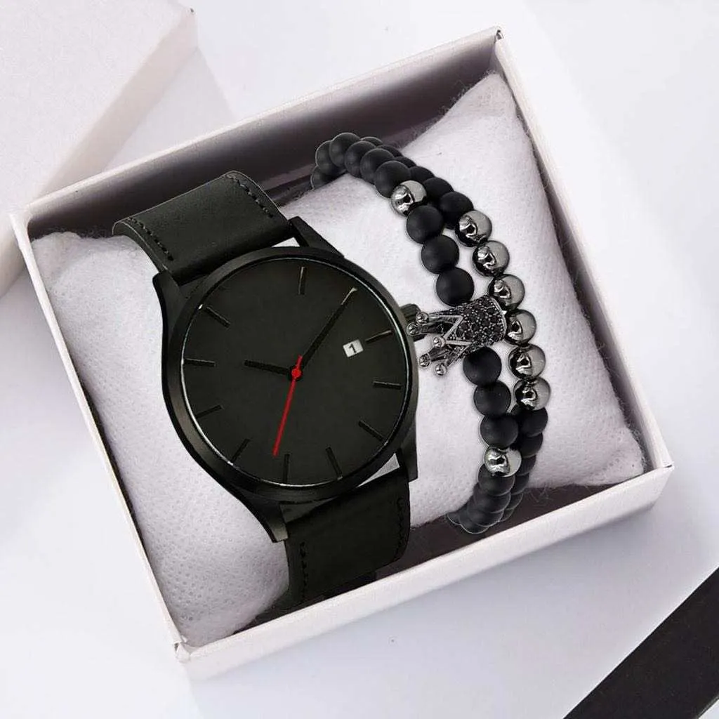 Trendy Business Excellent Elegant Steel Belt Quartz Watch and Bracelet Set