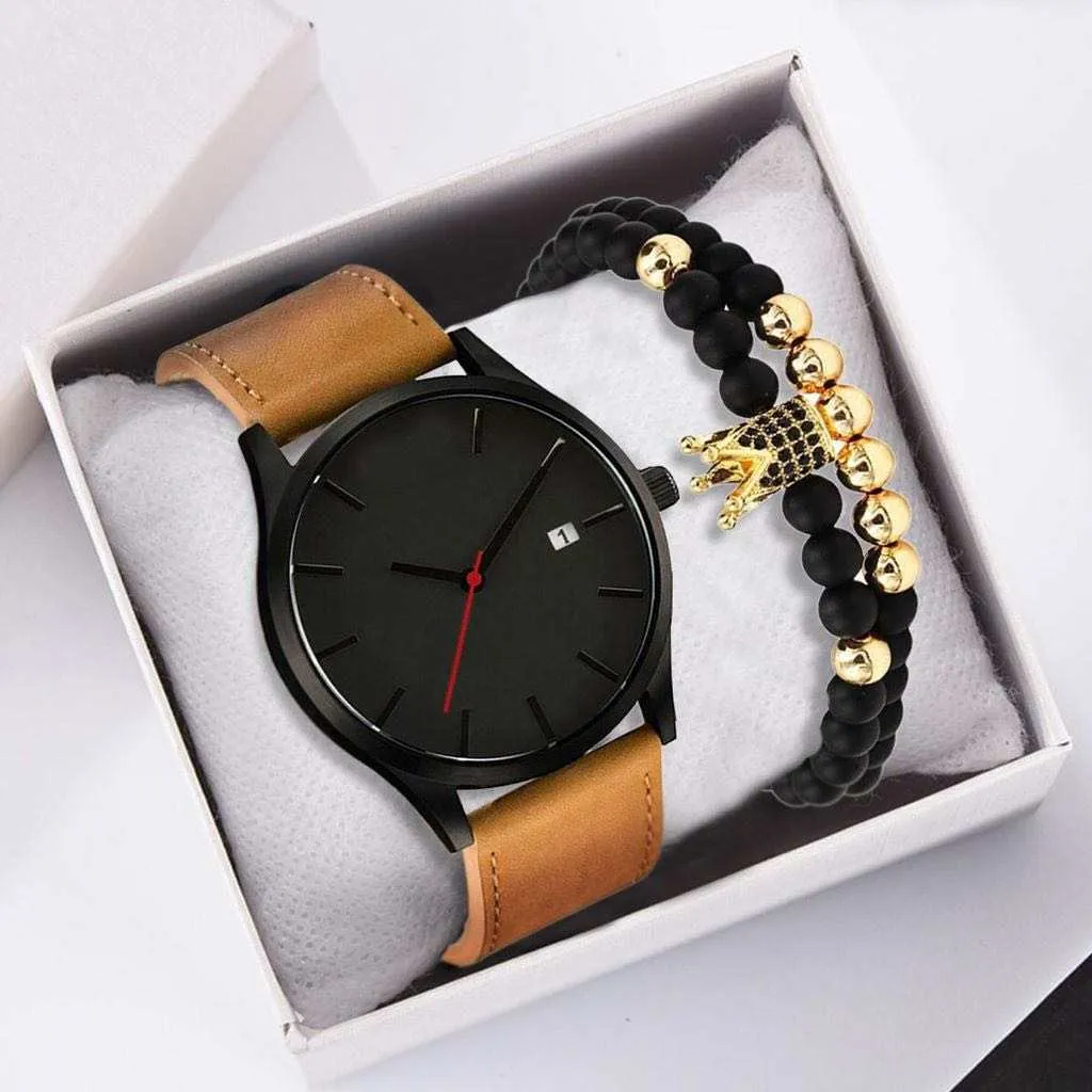 Trendy Business Excellent Elegant Steel Belt Quartz Watch and Bracelet Set