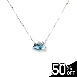 Two-Stone Blue and White Topaz Diamond Necklace