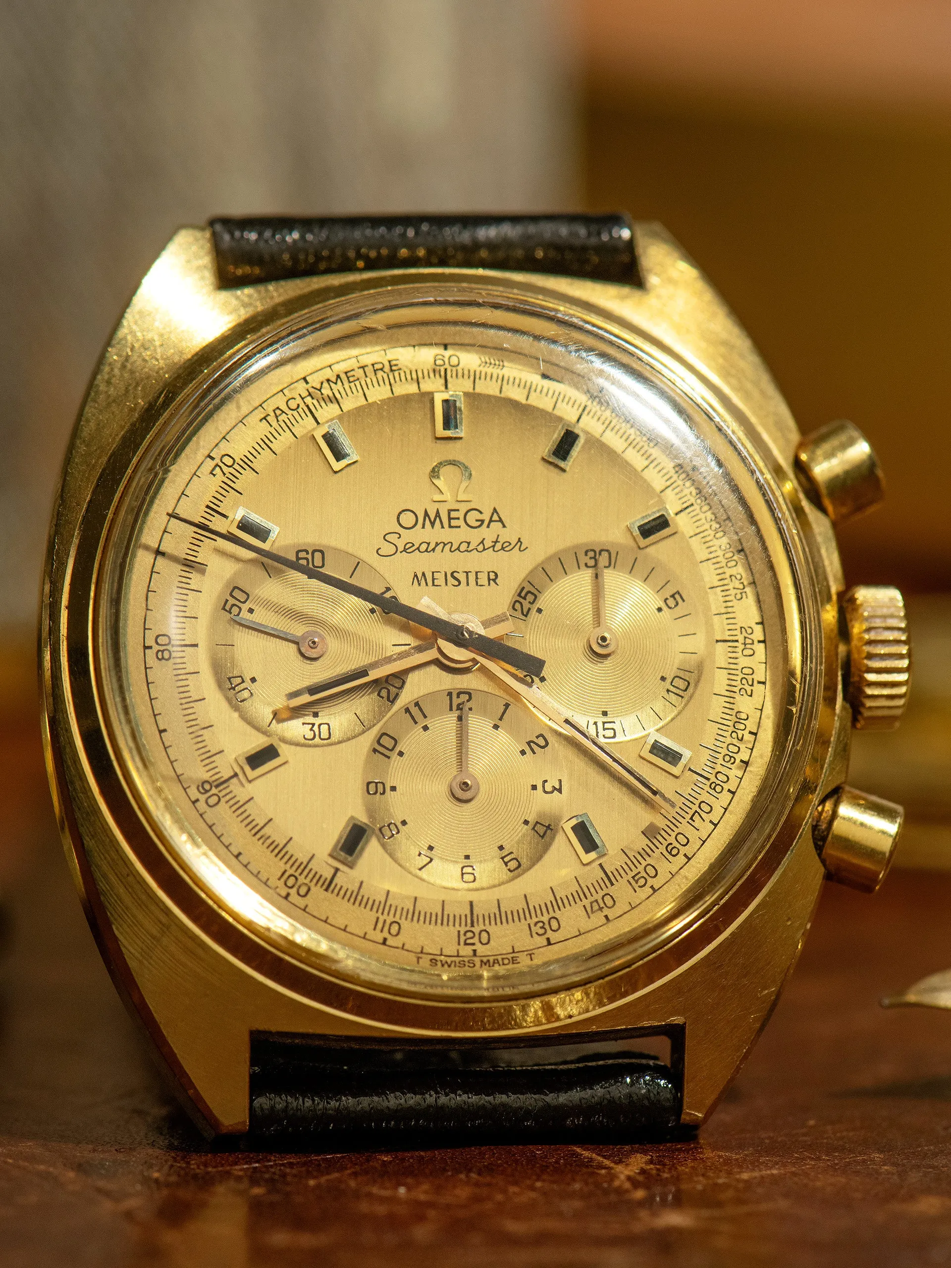 *Unpolished* 1968 Omega Seamaster Chronograph 18K YG (Ref. 145.006-68) "Cal. 321" Meister Co-Signed Dial