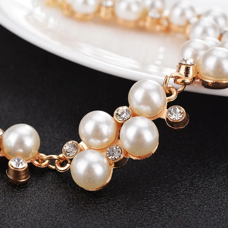 Vintage Golden Rhinestone Pearl Bracelet