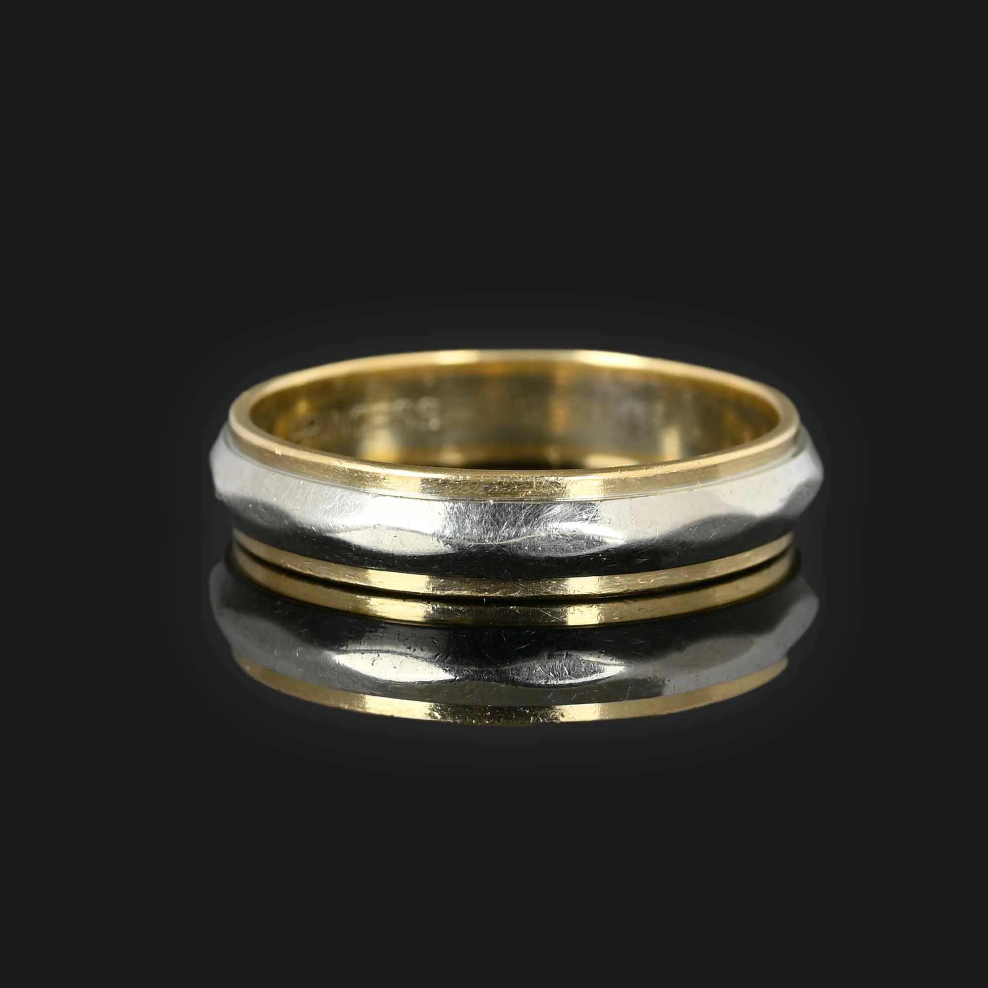 Vintage Mens 14K Gold Two Tone Wedding Band Ring