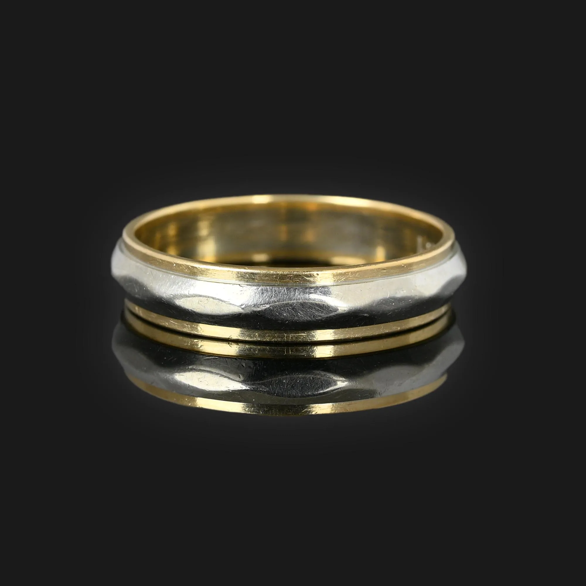 Vintage Mens 14K Gold Two Tone Wedding Band Ring