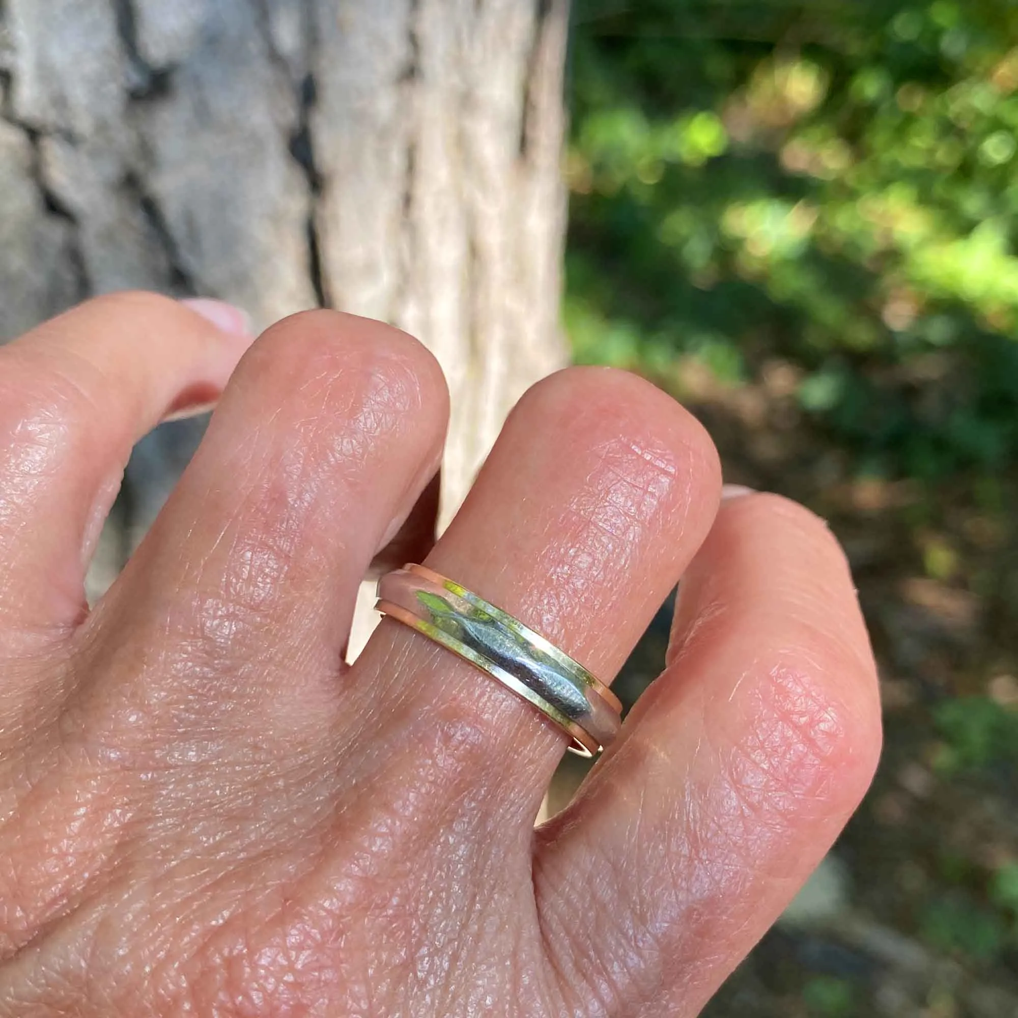 Vintage Mens 14K Gold Two Tone Wedding Band Ring