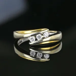 Vintage Two Tone .25 CTW Diamond Crossover Band Ring, 14K