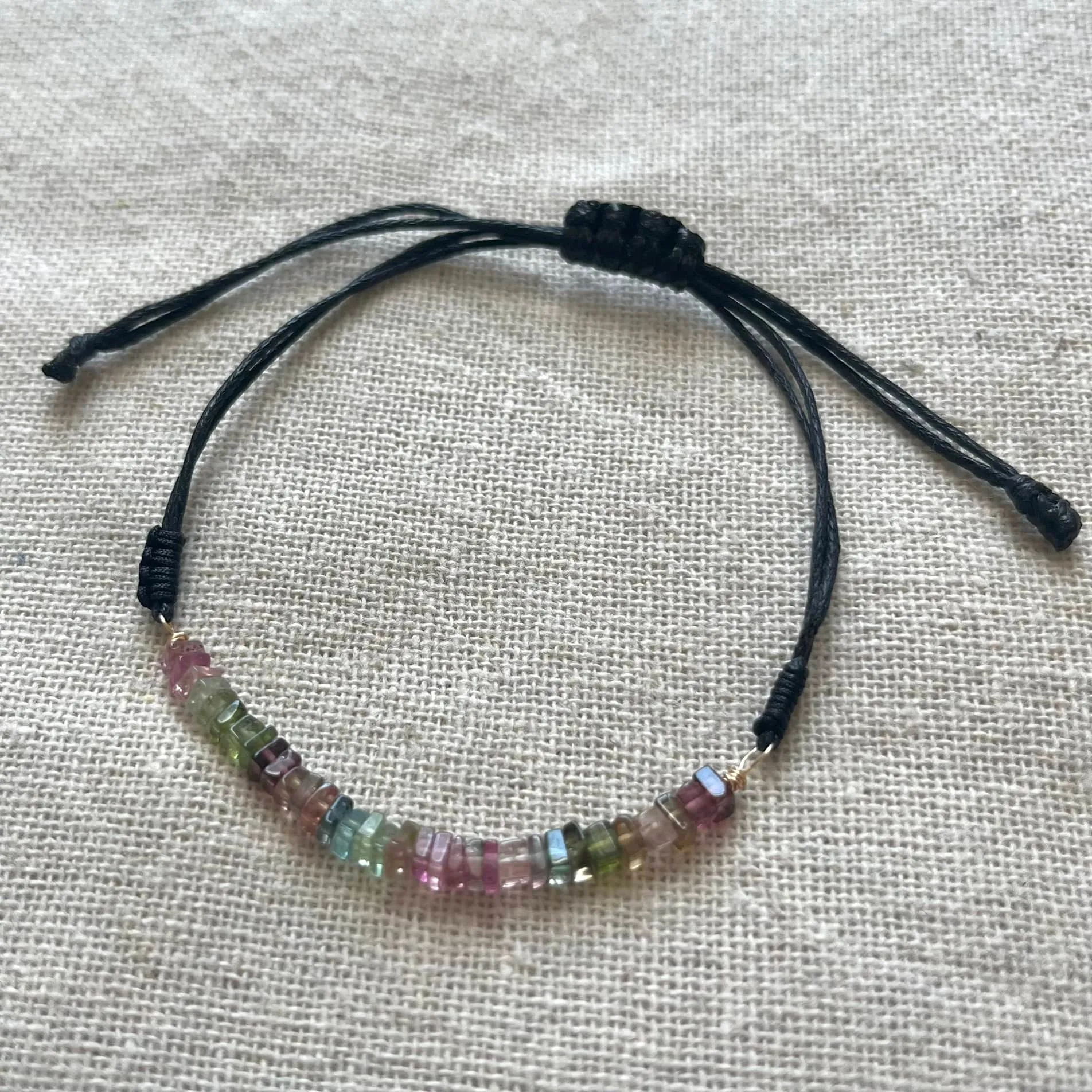 Watermelon Tourmaline Cord Bracelet - Heart Centre