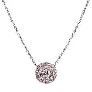 White Diamond Double Halo Pendant